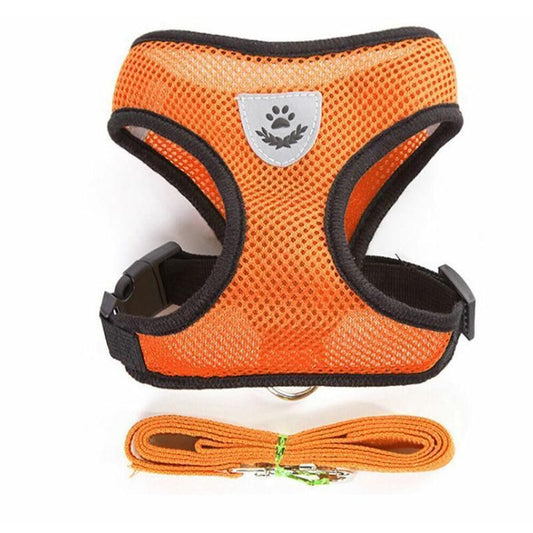 L Size Pet Dog Cat Puppy Soft Leash VEST Mesh Breathe Adjustable Harness Braces Clothes - Orange
