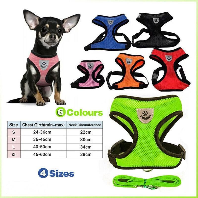 M Size Pet Dog Cat Puppy Soft Leash VEST Mesh Breathe Adjustable Harness Braces Clothes - Red