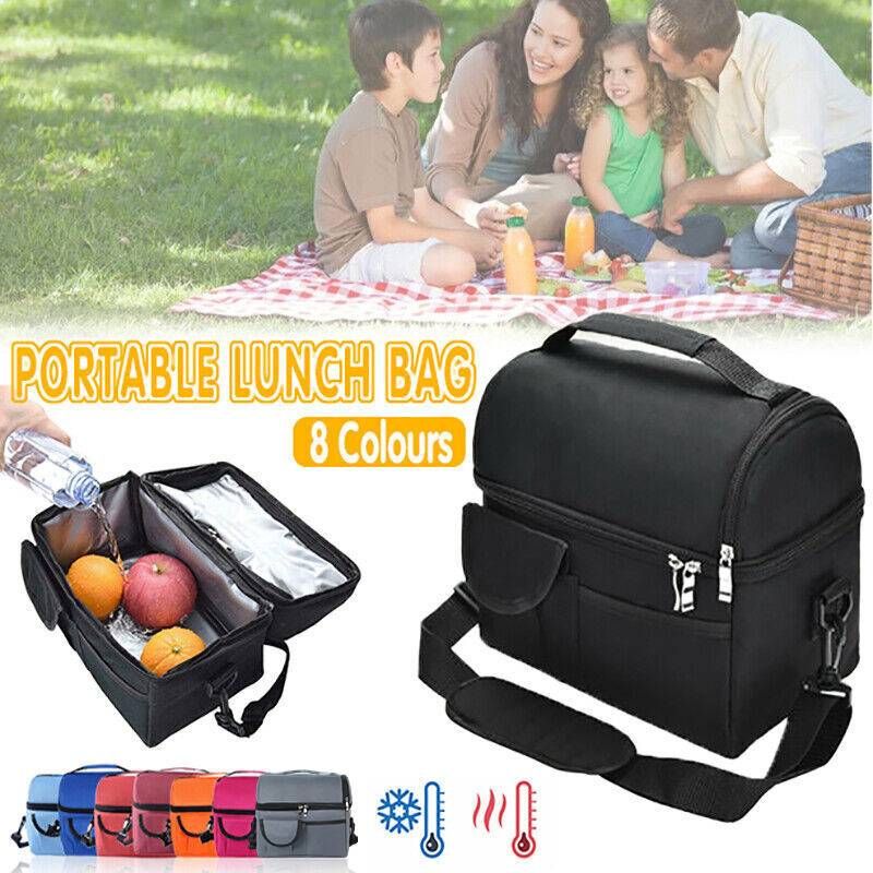 Insulated Lunch Bag Box Tote Cooler For Women Men Hot Cold Food Thermal - Wine Red