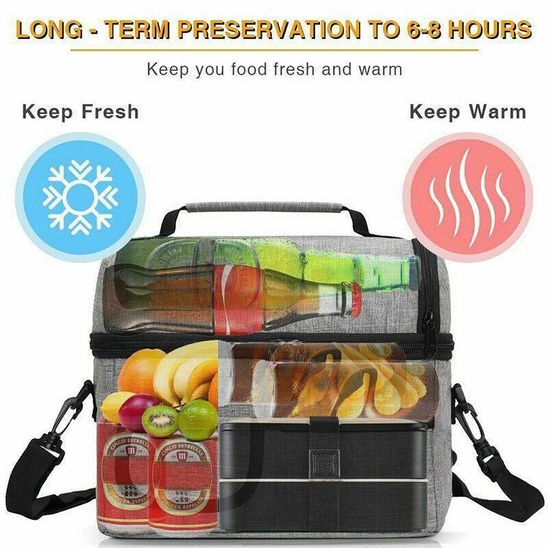 Insulated Lunch Bag Box Tote Cooler For Women Men Hot Cold Food Thermal - Wine Red