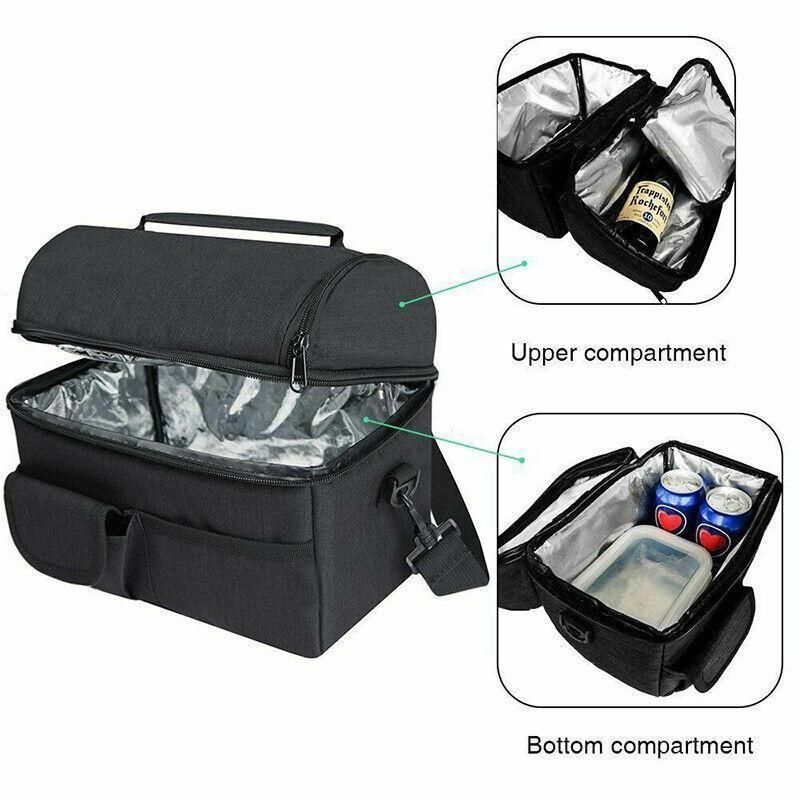 Insulated Lunch Bag Box Tote Cooler For Women Men Hot Cold Food Thermal - Wine Red