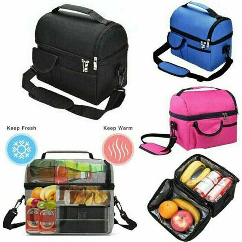 Insulated Lunch Bag Box Tote Cooler For Women Men Hot Cold Food Thermal - Wine Red