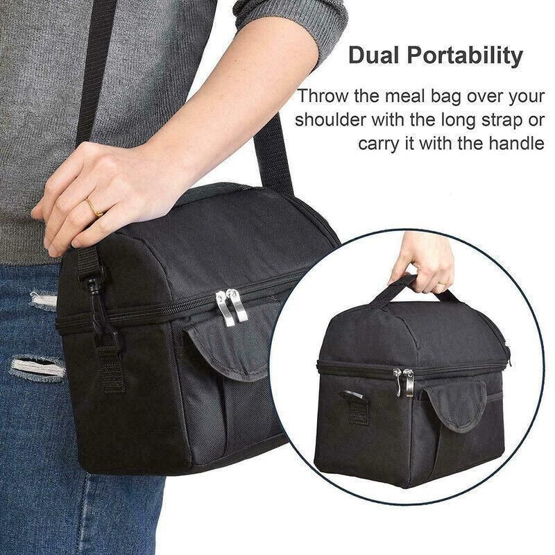 Insulated Lunch Bag Box Tote Cooler For Women Men Hot Cold Food Thermal - Wine Red