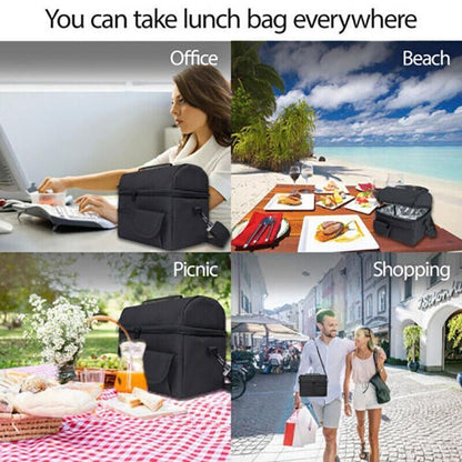 Insulated Lunch Bag Box Tote Cooler For Women Men Hot Cold Food Thermal - Wine Red