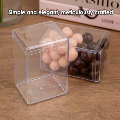 20pcs Transparent Biscuit Box Plastic Cake Box Pastry Dessert Storage Container - 7.5x7.5CM