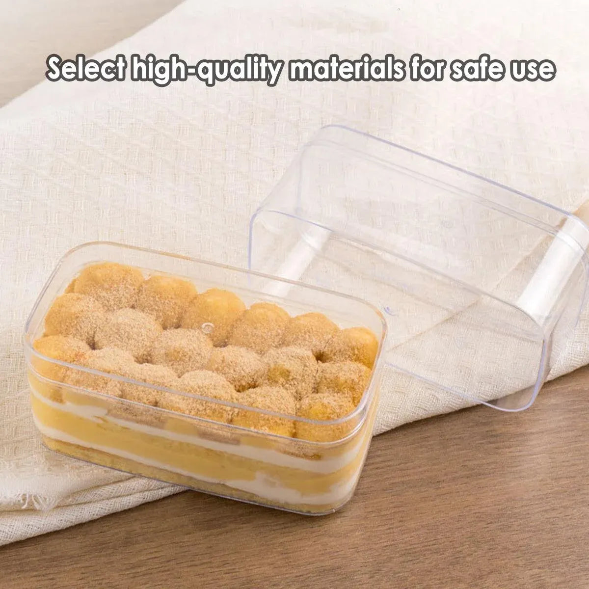 20pcs Transparent Biscuit Box Plastic Cake Box Pastry Dessert Storage Container - 7.5x7.5CM