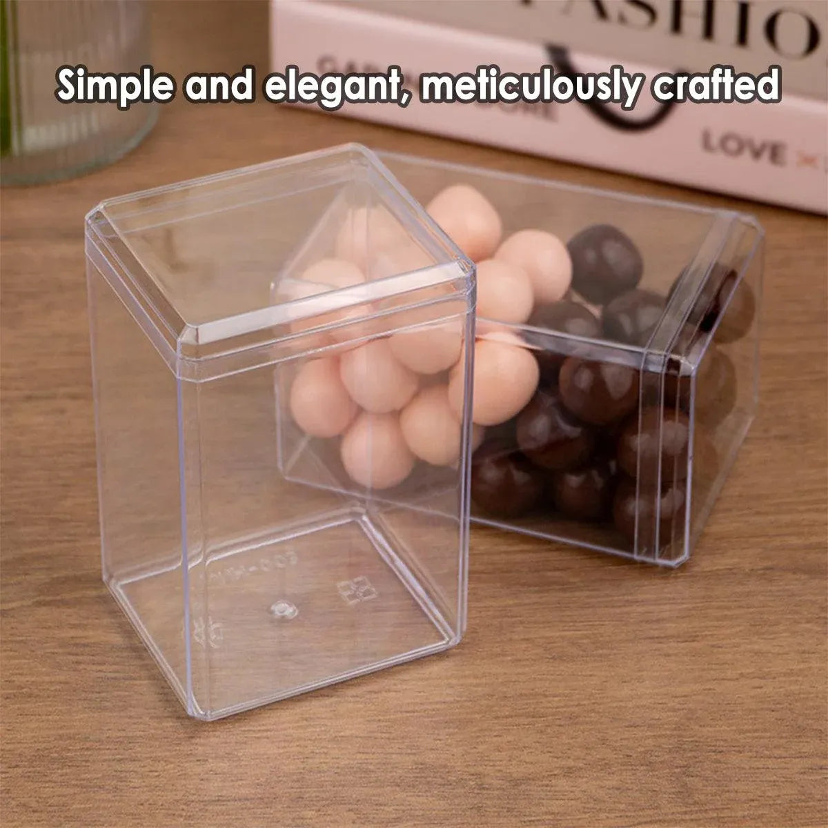 20pcs Transparent Biscuit Box Plastic Cake Box Pastry Dessert Storage Container - 5.5x9.5cm