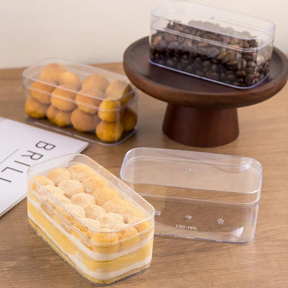 20pcs Transparent Biscuit Box Plastic Cake Box Pastry Dessert Storage Container - 5.5x9.5cm