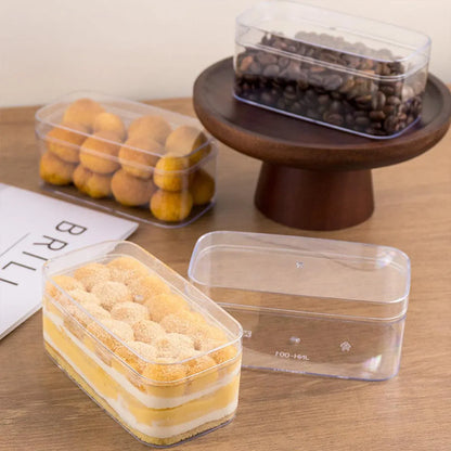 20pcs Transparent Biscuit Box Plastic Cake Box Pastry Dessert Storage Container - 5.5x9.5cm
