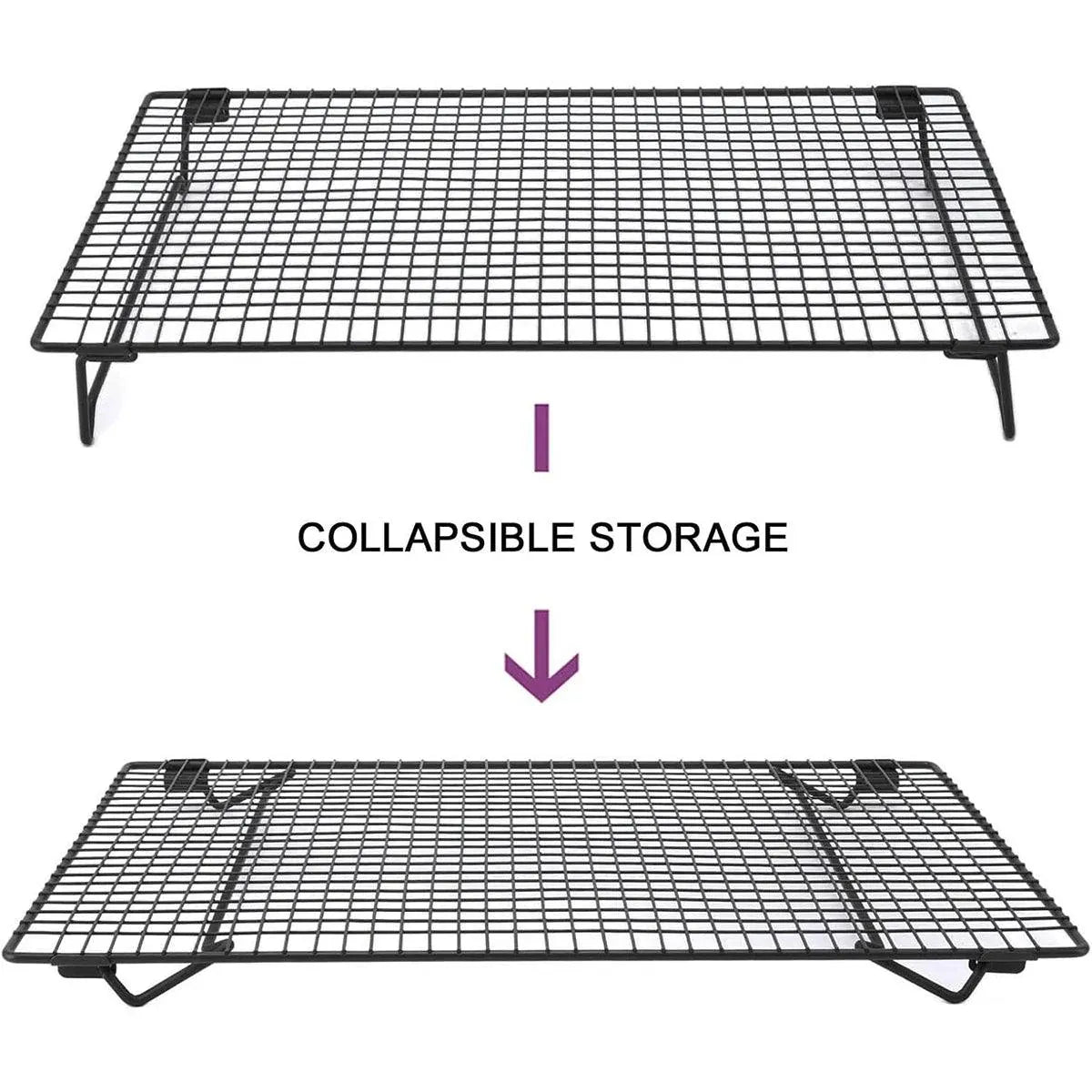 Collapsible Black Mesh Cake Cooling Rack Foldable Baking Tray for Kitchen Use