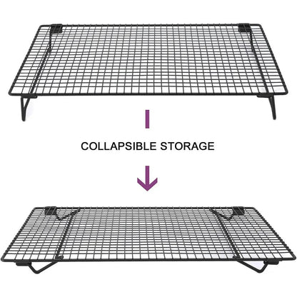 Collapsible Black Mesh Cake Cooling Rack Foldable Baking Tray for Kitchen Use