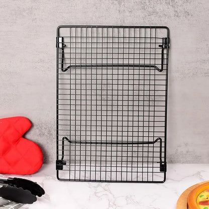 Collapsible Black Mesh Cake Cooling Rack Foldable Baking Tray for Kitchen Use