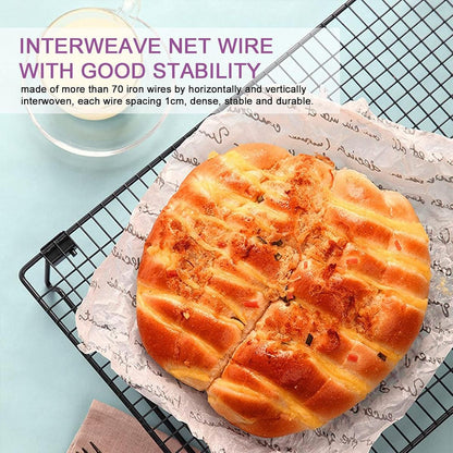 Collapsible Black Mesh Cake Cooling Rack Foldable Baking Tray for Kitchen Use