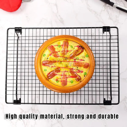 Collapsible Black Mesh Cake Cooling Rack Foldable Baking Tray for Kitchen Use