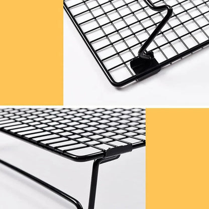 Collapsible Black Mesh Cake Cooling Rack Foldable Baking Tray for Kitchen Use
