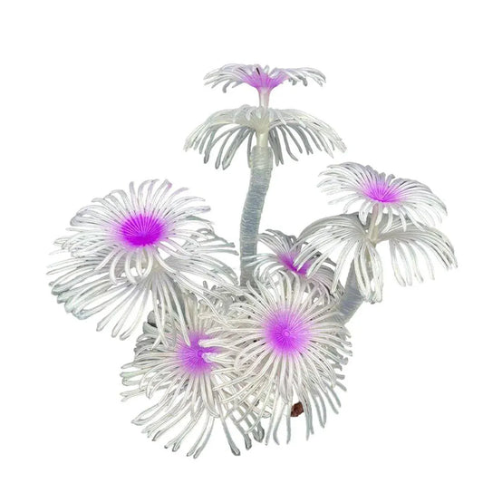 Soft Silicone Coral Aquarium Decoration Odor-Free Fish Tank Scenery Simulation - White Pink