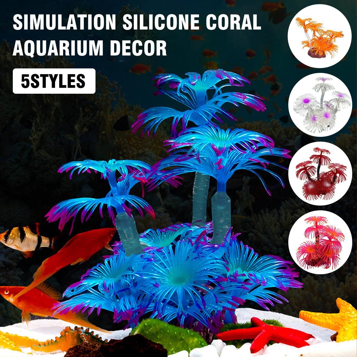 Soft Silicone Coral Aquarium Decoration Odor-Free Fish Tank Scenery Simulation - White Pink