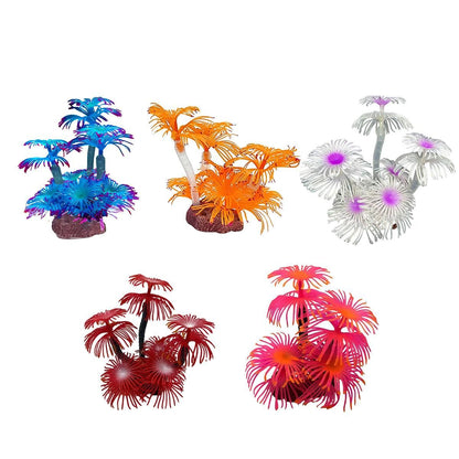 Soft Silicone Coral Aquarium Decoration Odor-Free Fish Tank Scenery Simulation - White Pink