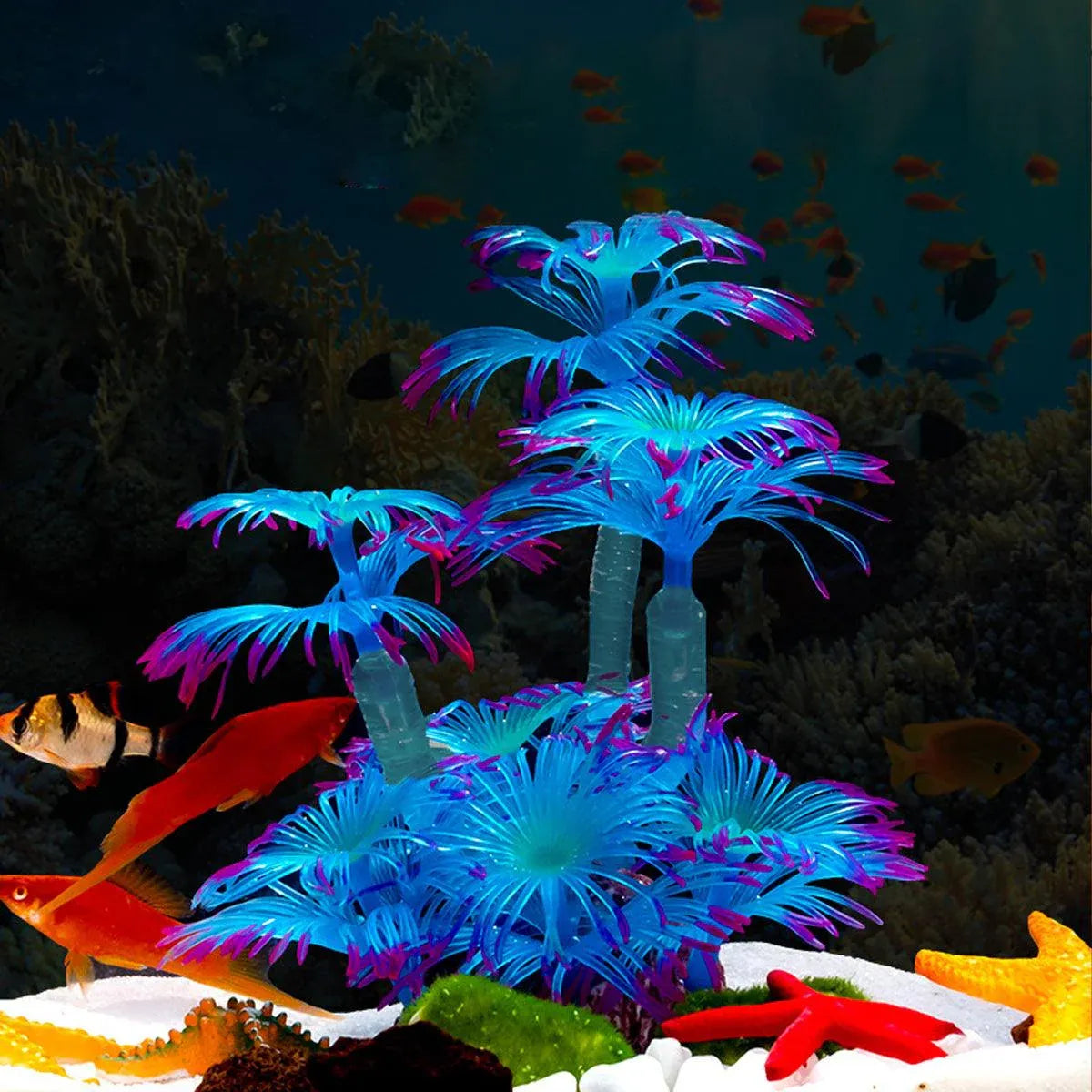 Soft Silicone Coral Aquarium Decoration Odor-Free Fish Tank Scenery Simulation - White Pink