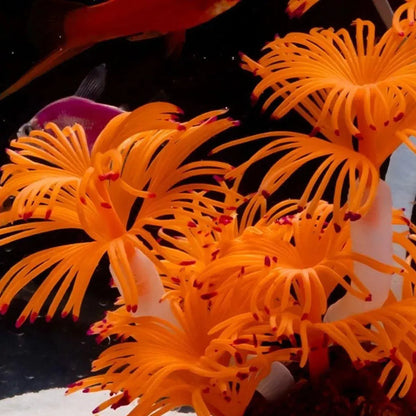 Soft Silicone Coral Aquarium Decoration Odor-Free Fish Tank Scenery Simulation - White Pink