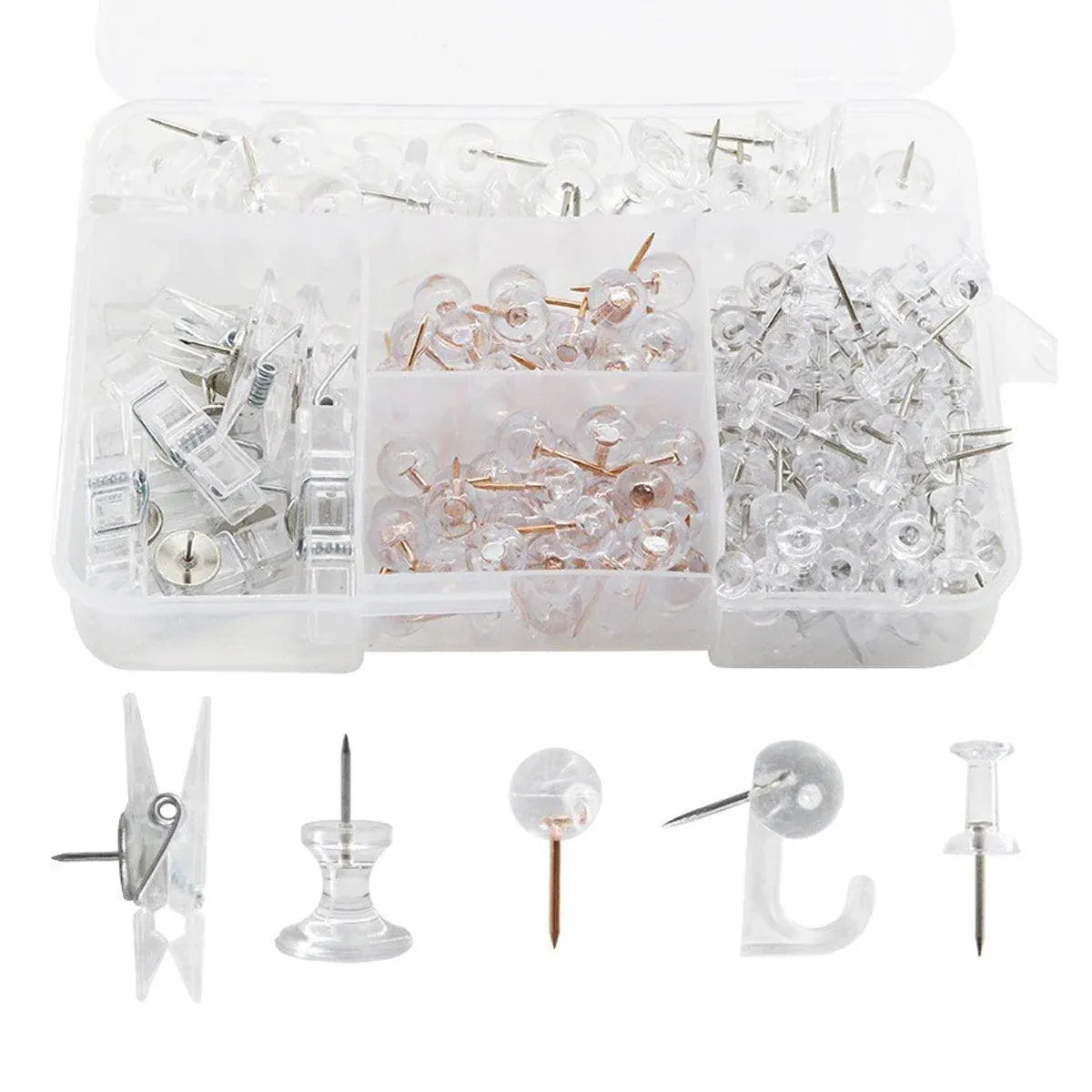 200pcs Office Bulletin Cork Board Accessories Staples Clip Pegs Push Pins