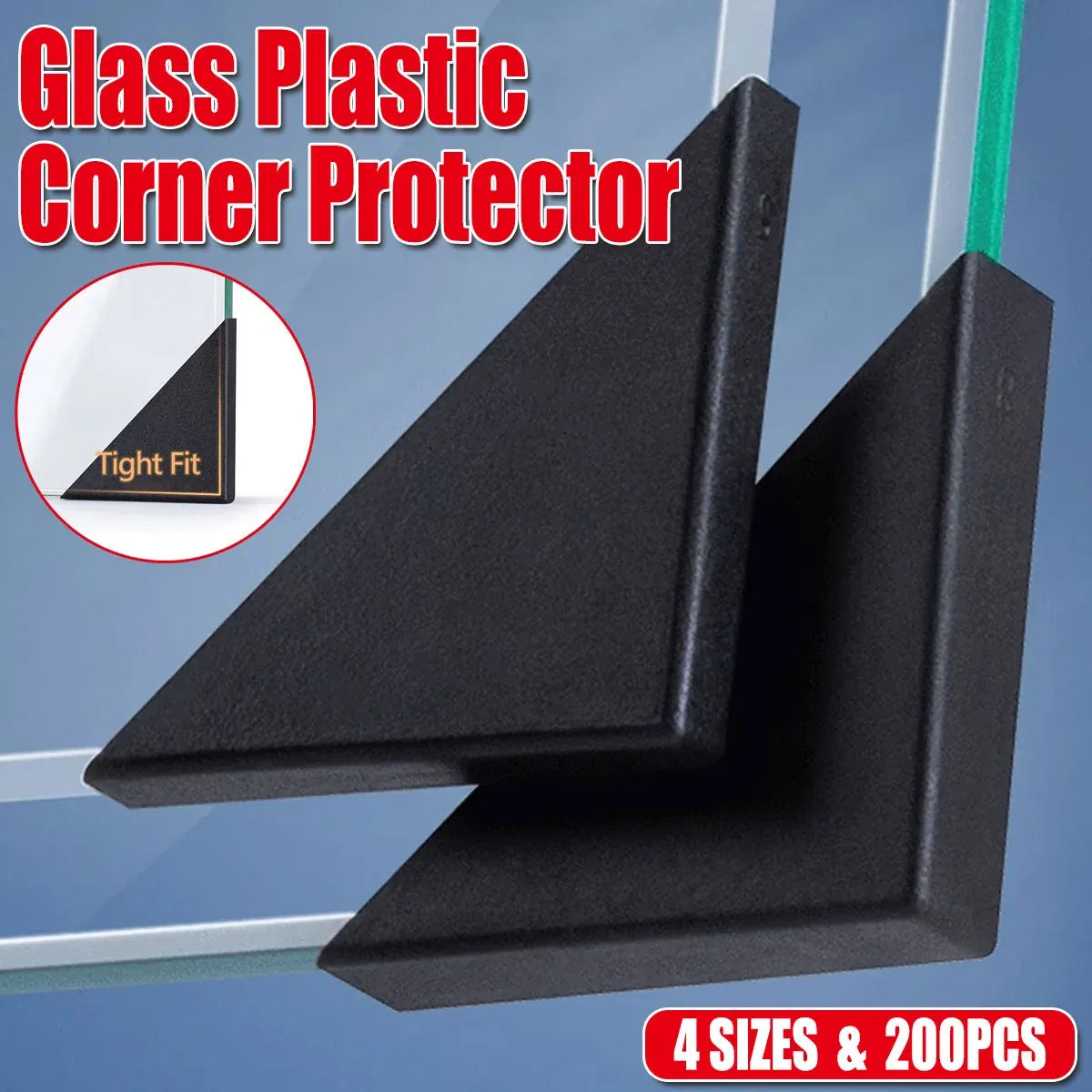 200pcs Glass Corner Protector Plastic Tile Sleeve for Acrylic Anti Collision Use - 35x35x5mm