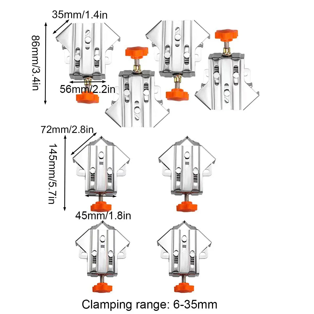 Angle Clamp Set 4pcs 90-Degree Adjustable L Shape Corner Woodworking Position - Closed style