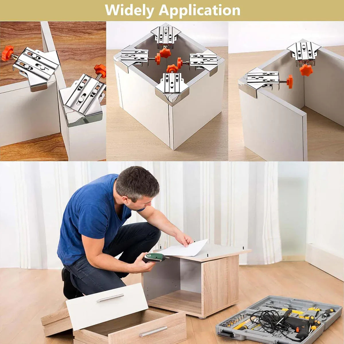 Angle Clamp Set 4pcs 90-Degree Adjustable L Shape Corner Woodworking Position - Closed style