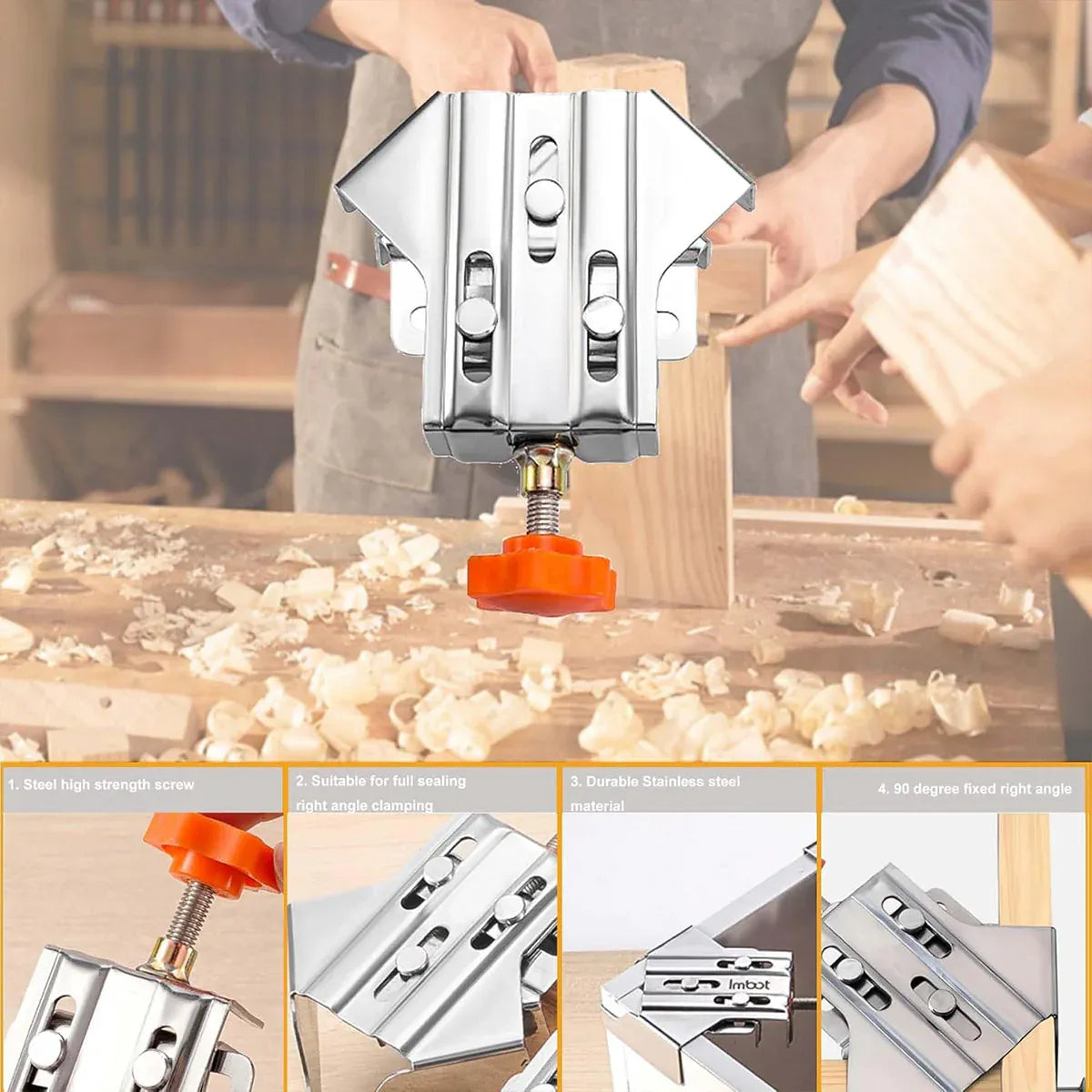 Angle Clamp Set 4pcs 90-Degree Adjustable L Shape Corner Woodworking Position - Closed style