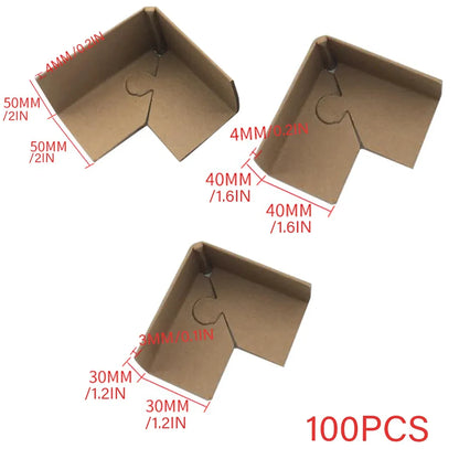 100pcs Kraft Paper Cardboard Corner Protector 90 Degree Angle Guard for Packing - 40x40x4mm