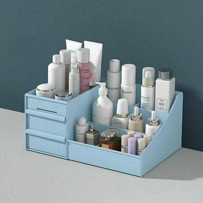 Cosmetic Makeup Organizer With Drawers Bathroom Skincare Storage Box Holder Case - White