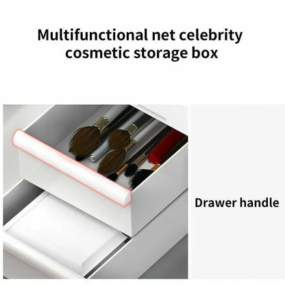 Cosmetic Makeup Organizer With Drawers Bathroom Skincare Storage Box Holder Case - White