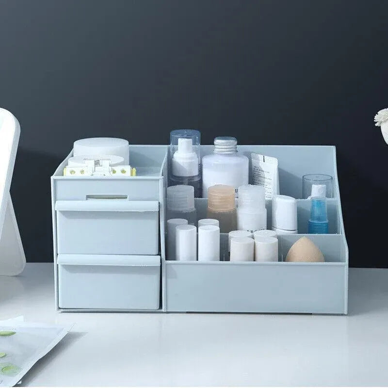 Cosmetic Makeup Organizer With Drawers Bathroom Skincare Storage Box Holder Case - White
