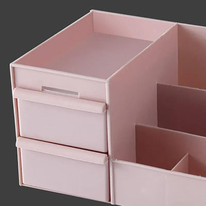Cosmetic Makeup Organizer With Drawers Bathroom Skincare Storage Box Holder Case - White