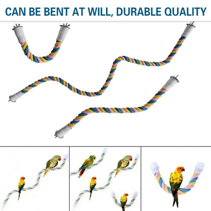 U Shaped Parrot Cotton Rope Climbing Toy Perch Stand for Bird Cage - 100cm