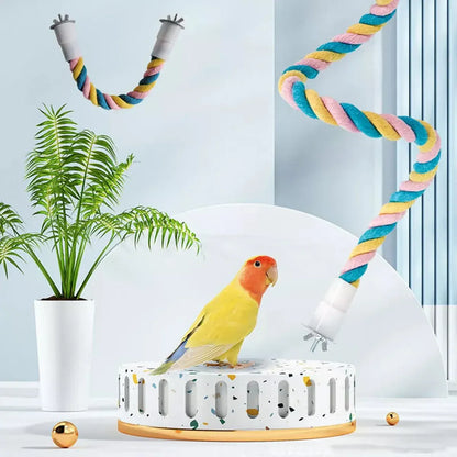 U Shaped Parrot Cotton Rope Climbing Toy Perch Stand for Bird Cage - 100cm