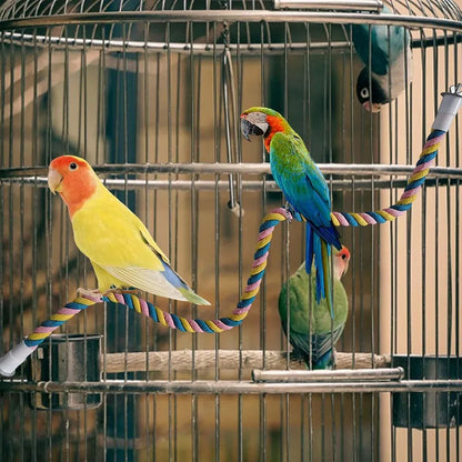 U Shaped Parrot Cotton Rope Climbing Toy Perch Stand for Bird Cage - 120cm