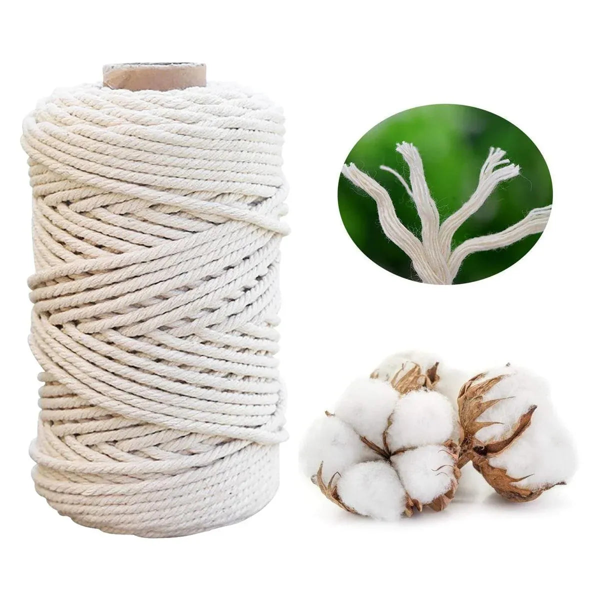 Cotton Rope Macrame Cord 1-12mm DIY Craft Tapestry Binding Decorative String - 6mm x 100m