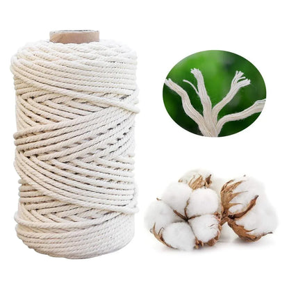 Cotton Rope Macrame Cord 1-12mm DIY Craft Tapestry Binding Decorative String - 6mm x 100m