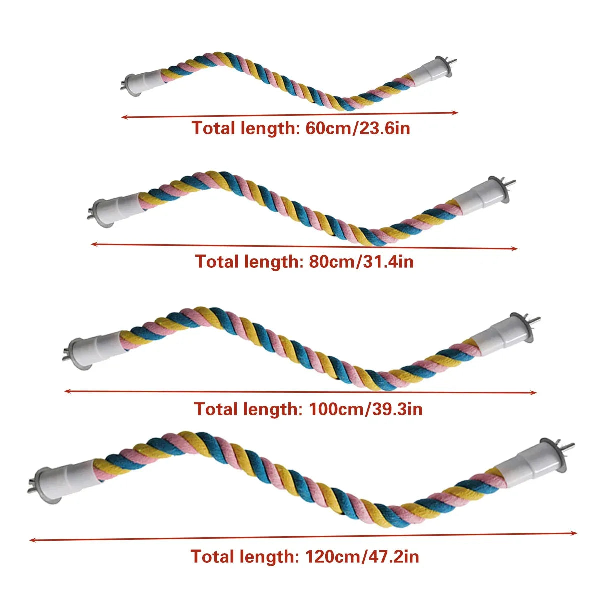 U Shaped Parrot Cotton Rope Climbing Toy Perch Stand for Bird Cage - 60cm