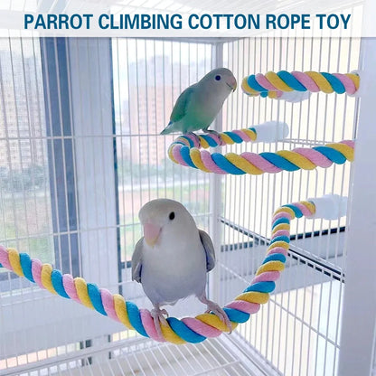 U Shaped Parrot Cotton Rope Climbing Toy Perch Stand for Bird Cage - 60cm