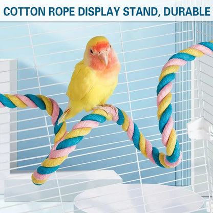 U Shaped Parrot Cotton Rope Climbing Toy Perch Stand for Bird Cage - 60cm