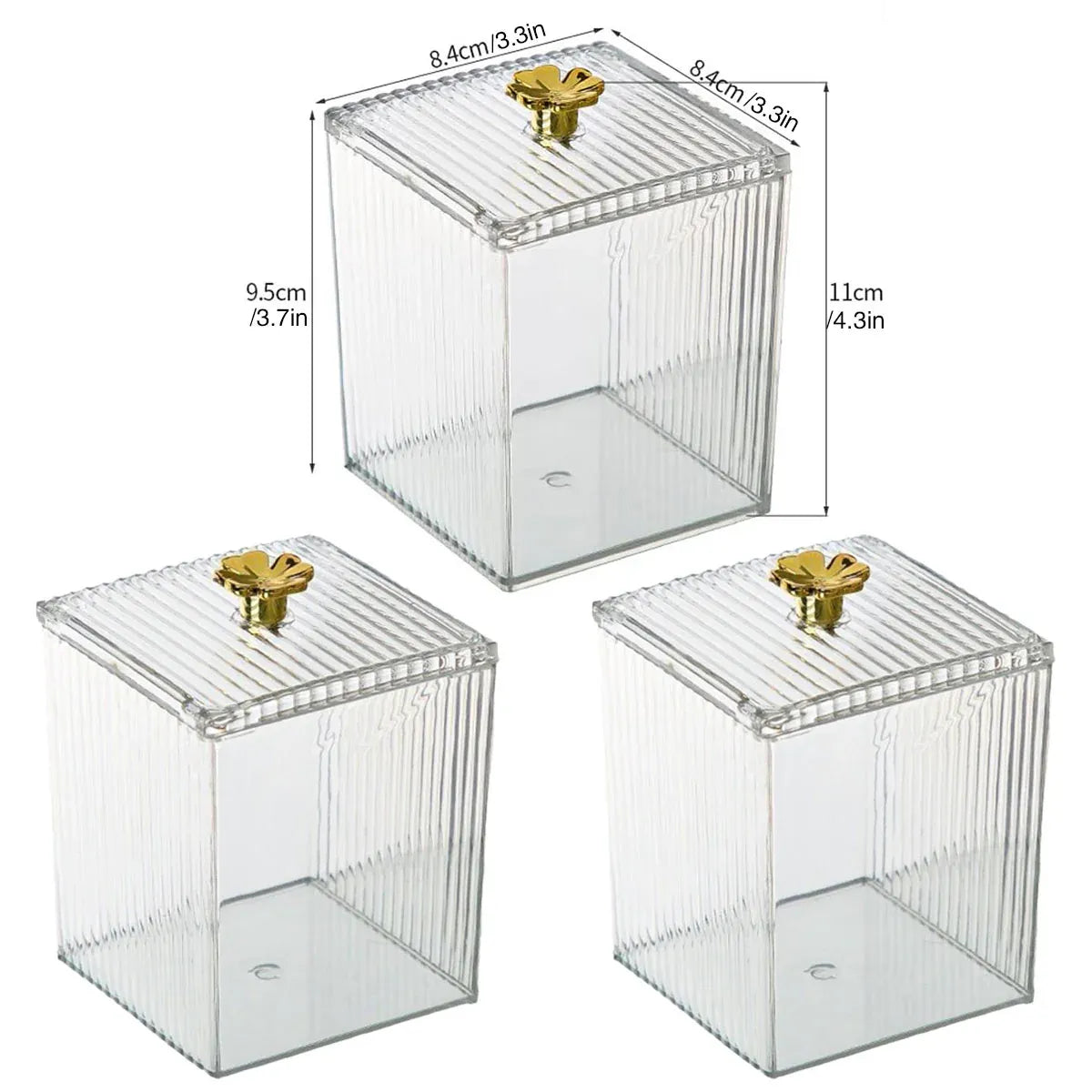 3PCS Transparent Storage Box Desktop Organiser Small Clear Container for Office
