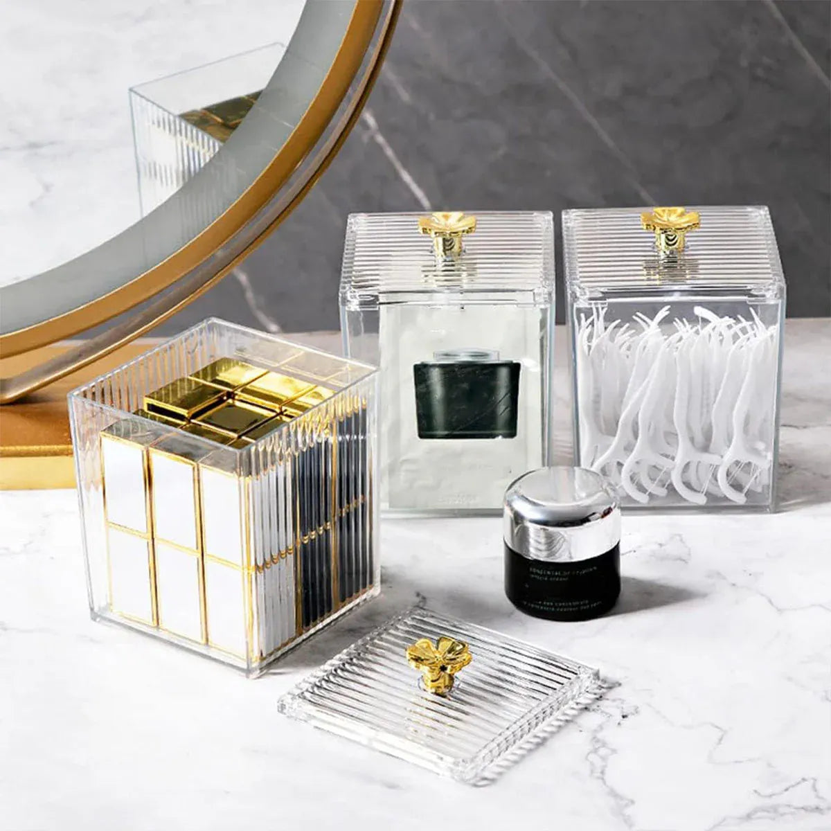 3PCS Transparent Storage Box Desktop Organiser Small Clear Container for Office