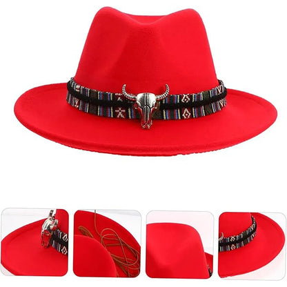 STweed Hat Ethnic Style Jazz Cap Bowler Hat Sun Hat for Men Women Summer Fashion - Brown