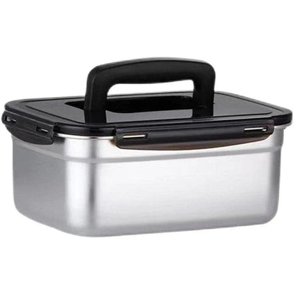 Square 304 Stainless Steel Crisper Box with Lid Large Capacity Lunch Box Storage