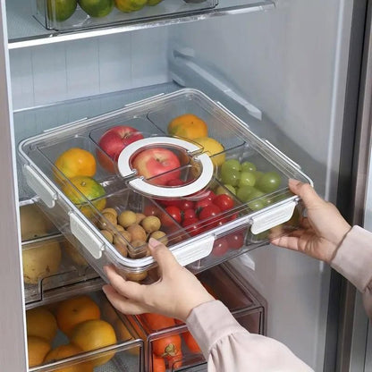 Portable Household Kitchen Refrigerator Storage Box Food Organizer Fresh Keeper - White