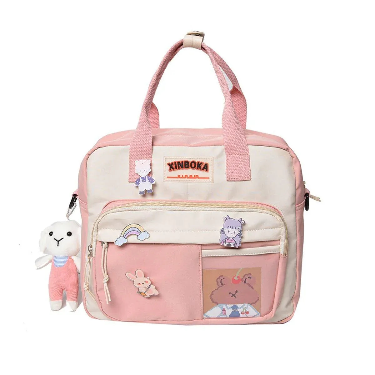 Kawaii Crossbody School Bag for Girls Large Capacity Kawaii Bag With Kawaii Pin