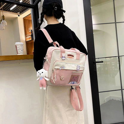 Kawaii Crossbody School Bag for Girls Large Capacity Kawaii Bag With Kawaii Pin