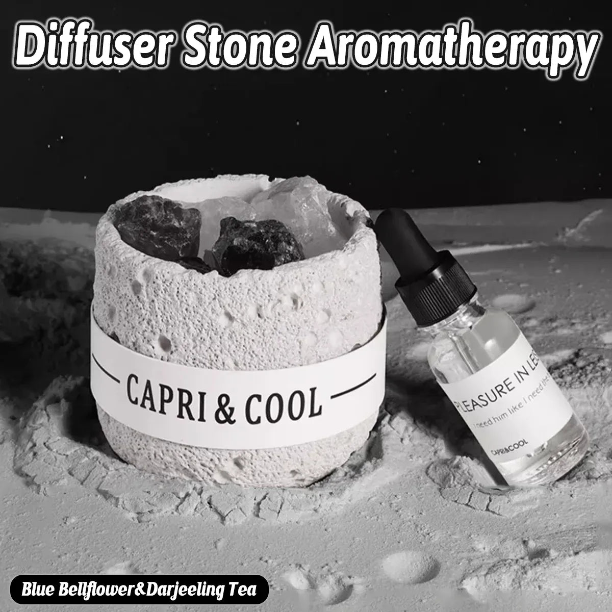 Crystal Stone Oil Diffuser Passive Aromatherapy Set White Natural Bedroom Decor - Blue Bellflower